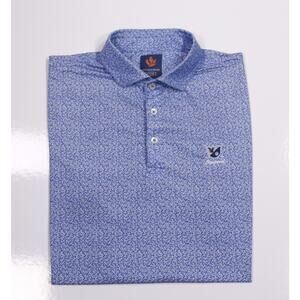 Donald Ross Leewood Golf Club Blue Floral Performance Polo Shirt Medium
